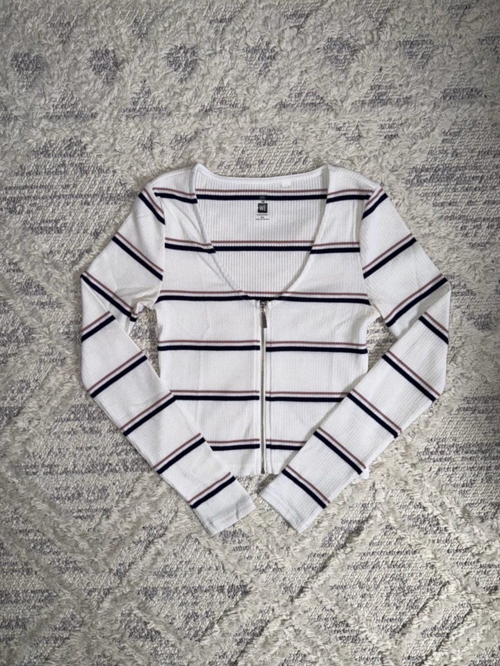 Pacsun Striped Zip-Up Long Sleeve Top